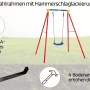 Kettler Einzelschaukel Single: A-förmiger, roter Rahmen mit blauem Schaukelsitz und Bodenanker.