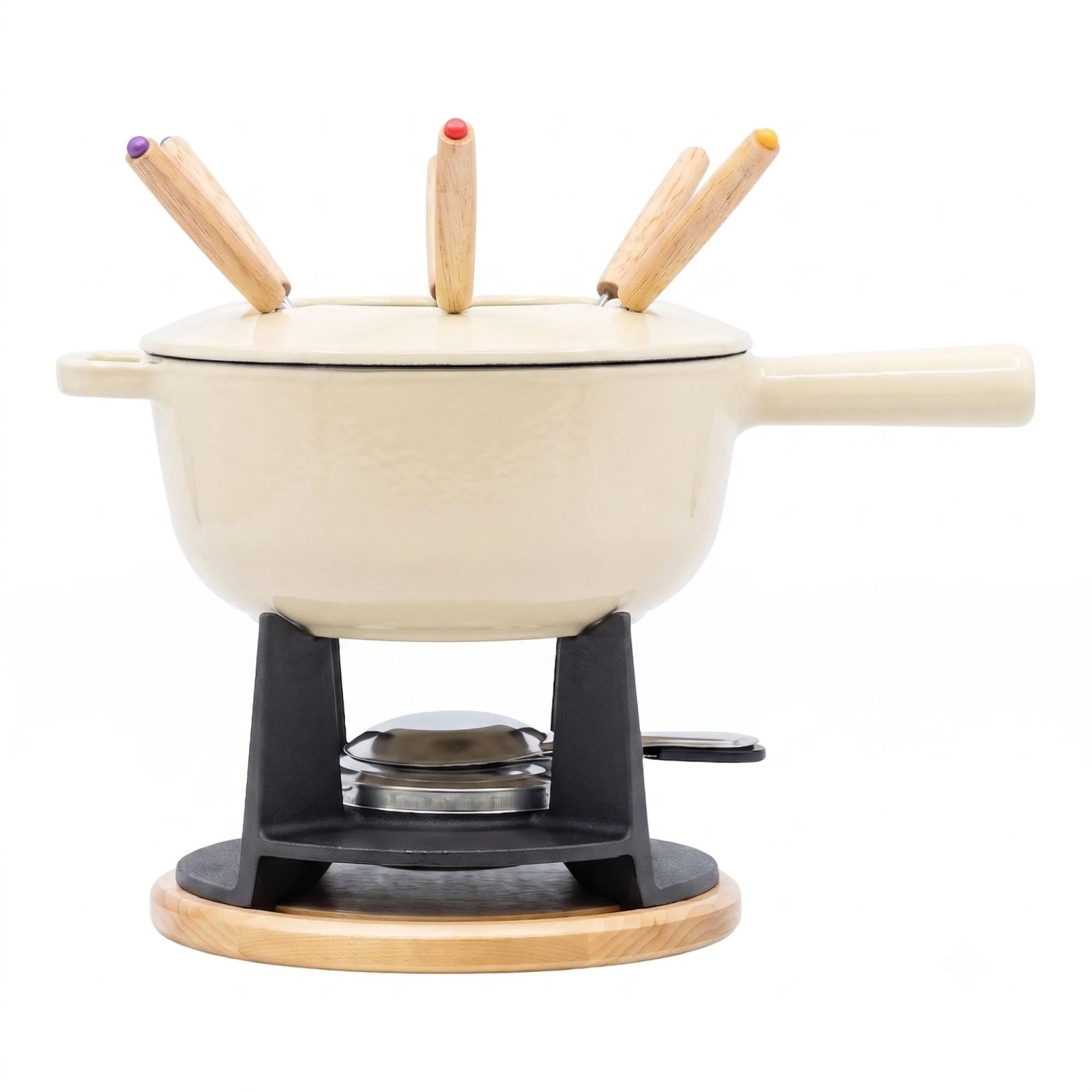 osoltus Fondue Käsefondue Set Gusseisen Creme Emaille