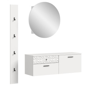 Inn.Furn Garderoben-Set in Weiß Hochglanz 140 cm Relief