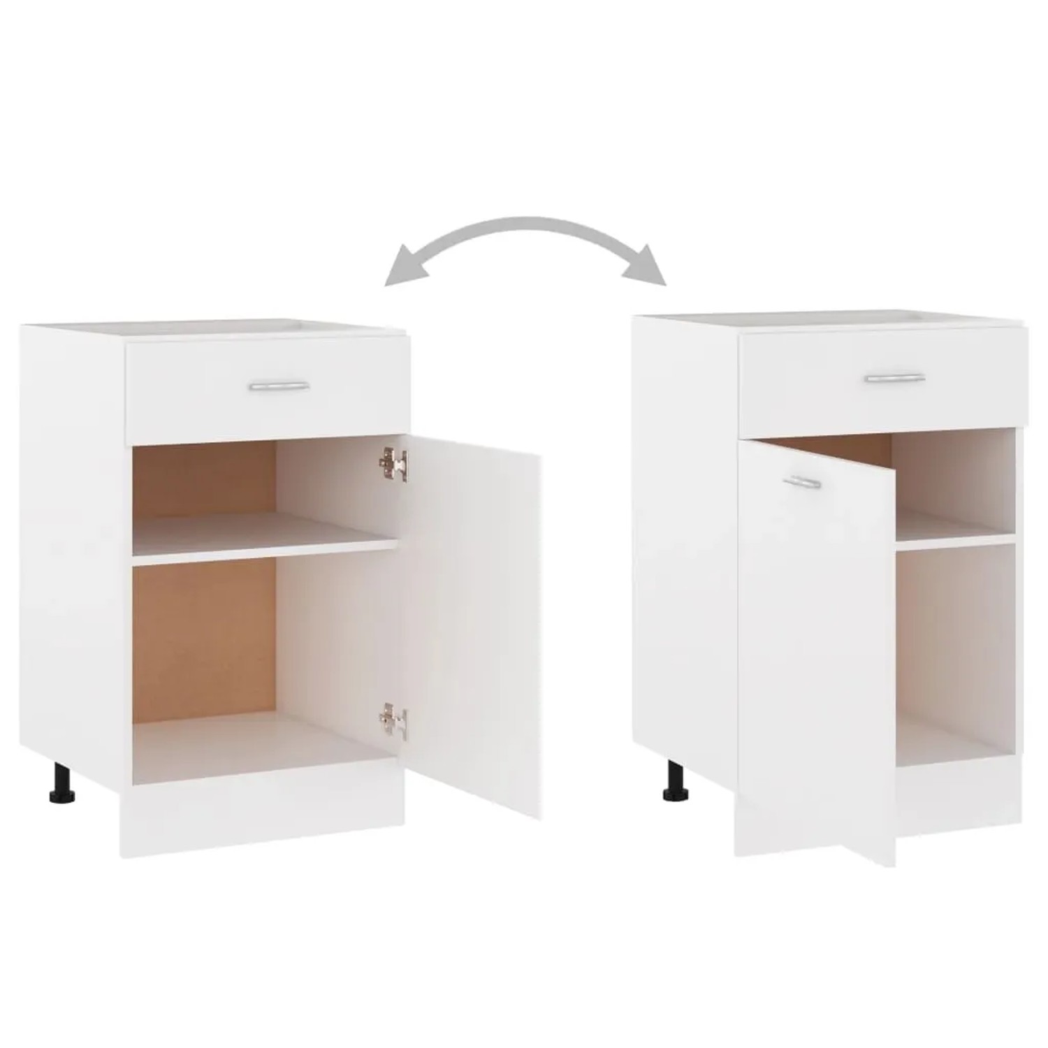 Weißer vidaXL Schubunterschrank (50x46x81,5 cm) aus Holzwerkstoff mit Schublade und Tür, Küchenzeile.