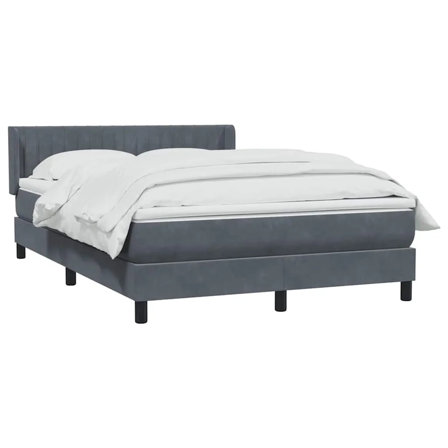 vidaXL Boxspringbett mit Matratze Dunkelgrau 160x210 cm Samt 3318286