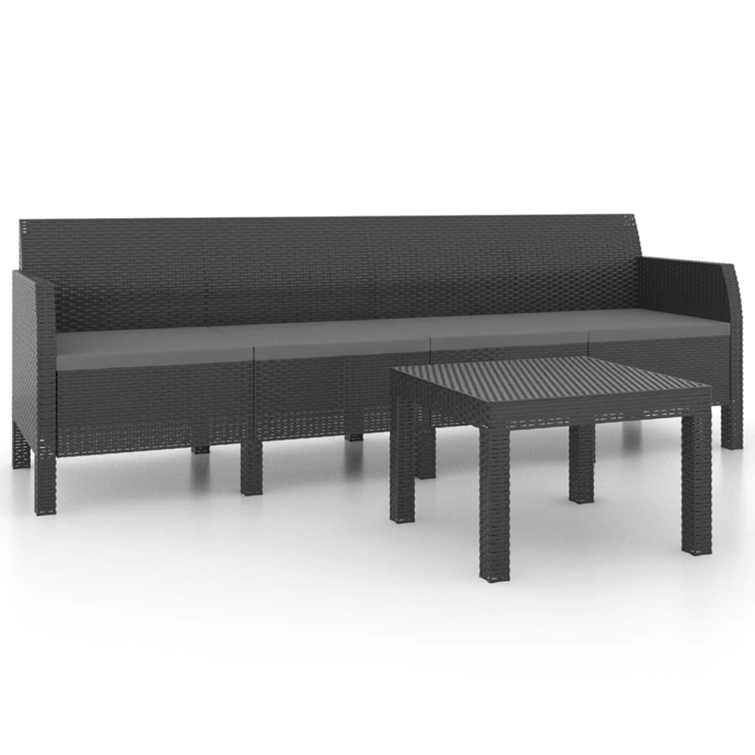 Vidaxl 2-tlg. Garten-lounge-set Mit Kissen Pp Rattan Anthrazit günstig online kaufen