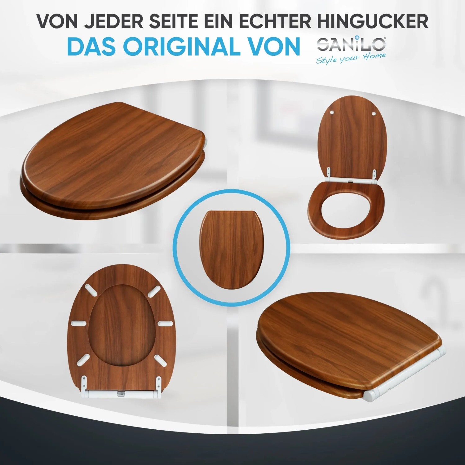 WC-Sitz Toilettendeckel Aus Holz Mahagoni – Sanilo Klobrille Mit Edelstahlscharnieren