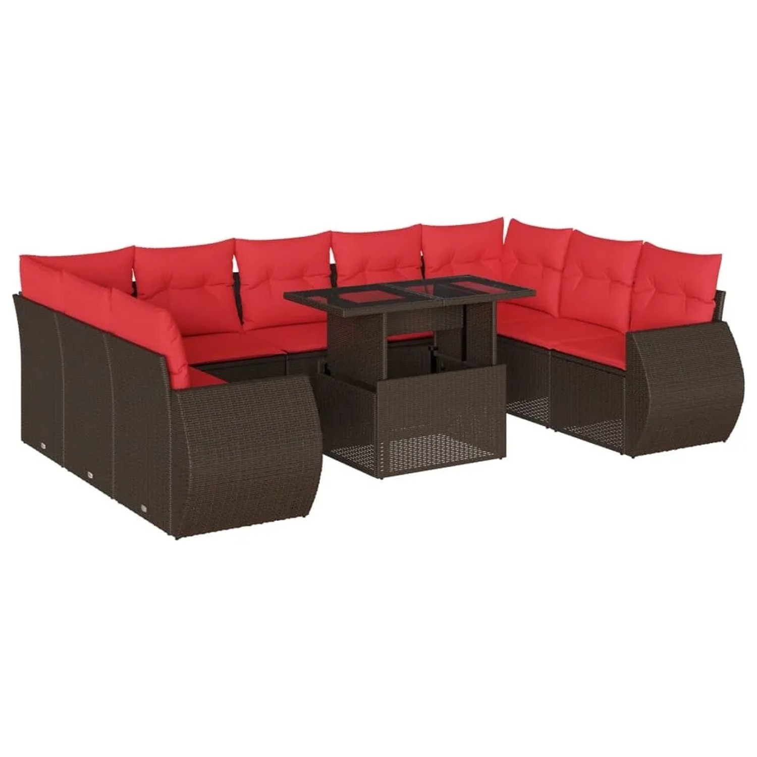 vidaXL 10-Tlg Gartensofa-Set mit Kissen Braun Polyrattan 3268744 günstig online kaufen