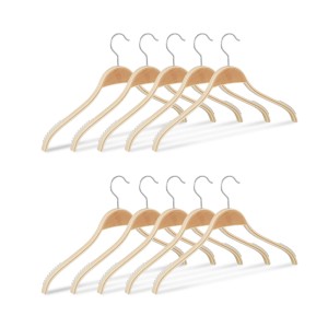 Relaxdays Kleiderbügel 10er Set Holz Natur Drehbar 23 cm x 42 cm x 1,3 cm