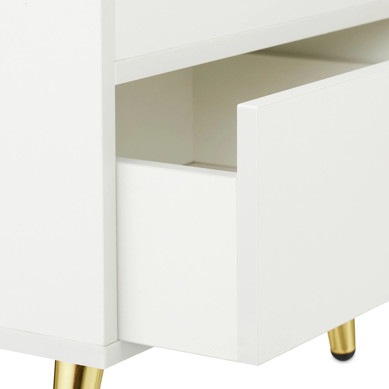 Relaxdays Nachttisch 2er Pack MDF Eisen Weiß Gold Mit 2 Schubladen 41,5 x 40 x 32,5 cm 8,2 kg_5
