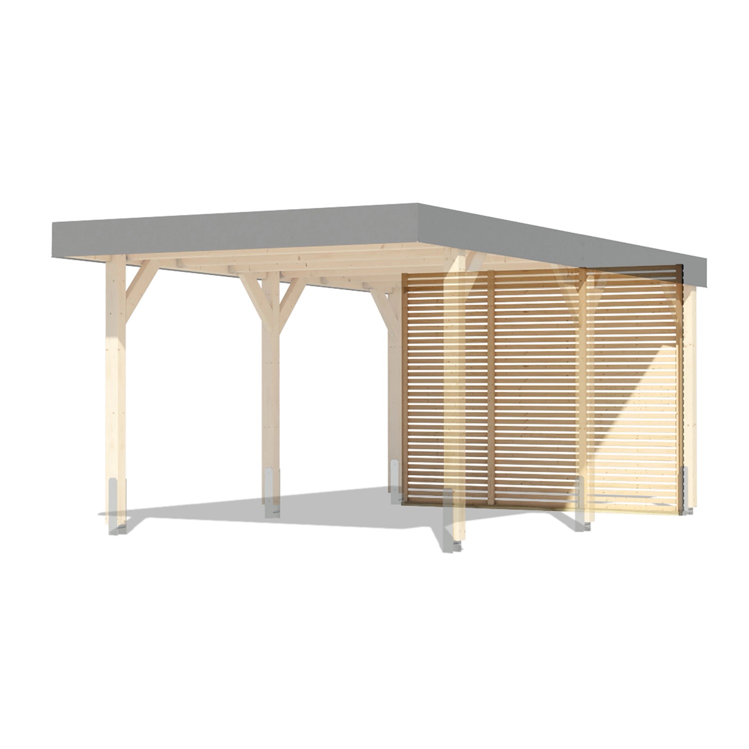Karibu Rückwand für Leimholz Einzel-Carport Naturbelassen 212 x 288 x 1,8 c günstig online kaufen