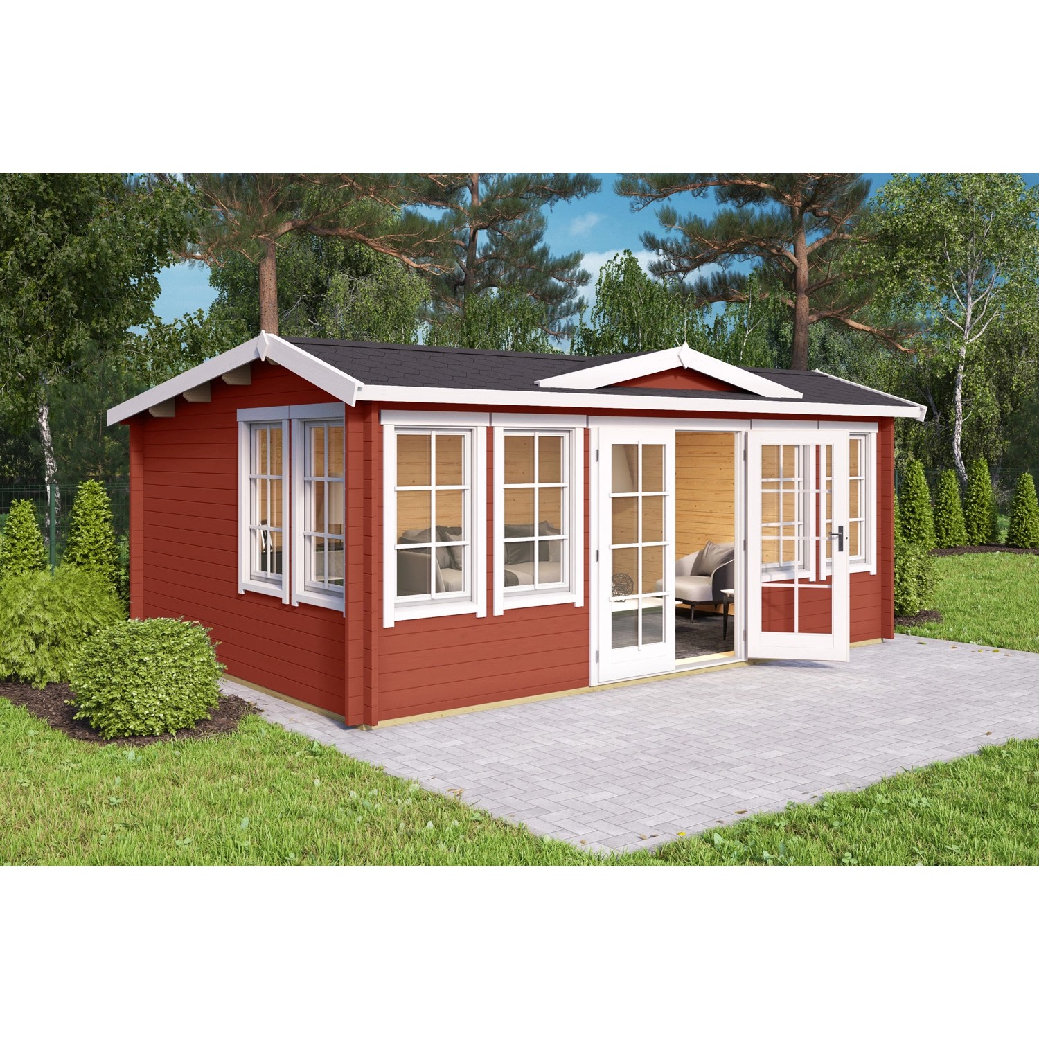 Lasita Maja Gartenhaus Balmoral 44 mm Schwedenrot 530 cm x 380 cm