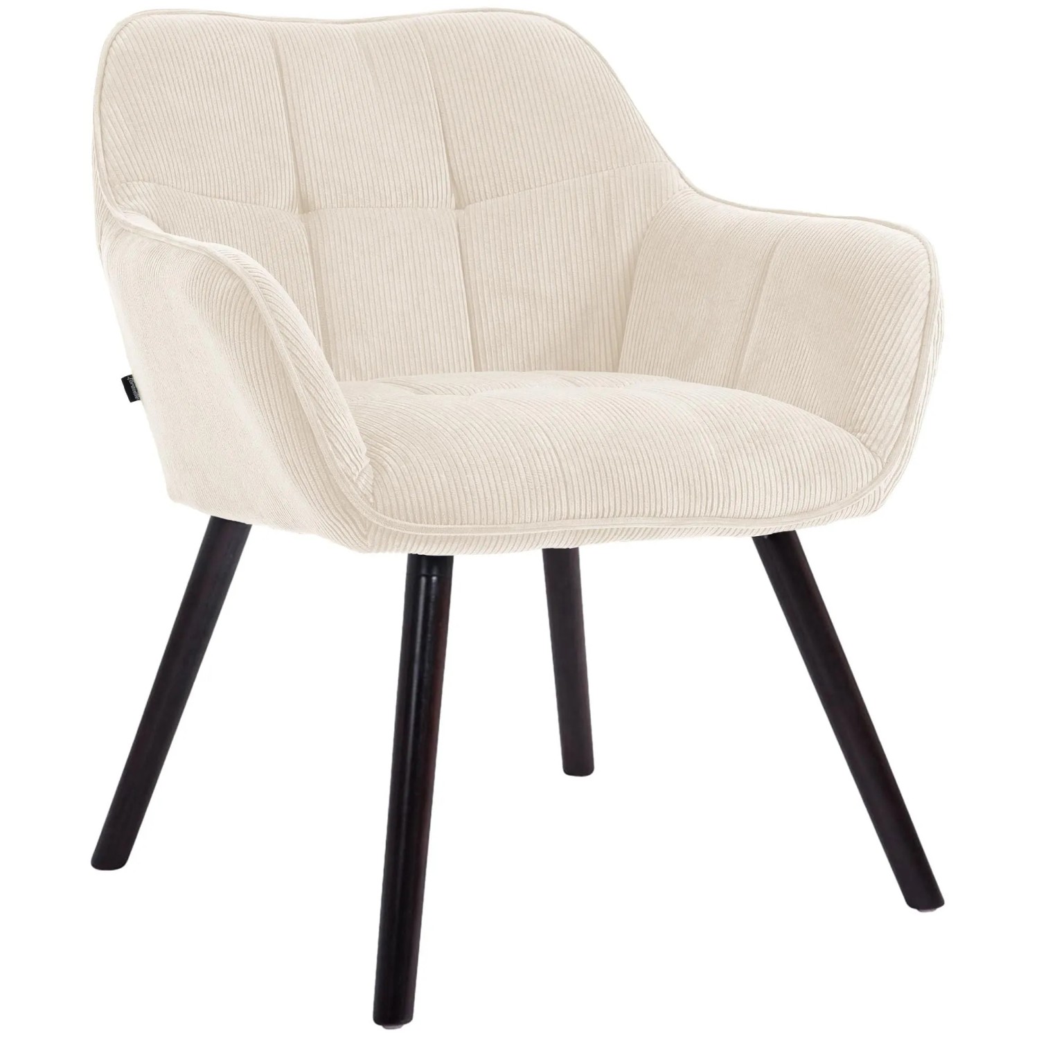 DELUKE Esszimmerstuhl DUNOR Cord Creme 65x64x82cm Schwarz Essstühle Esszimmerstühle Küchenstühle Wohnzimmerstühle