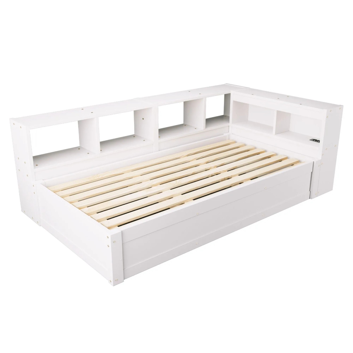 Merax Schlafsofa 90x200cm LED Steckdose Stauraum Weiß