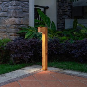 QAZQA Außenleuchte Aluminium mit Holzdruck mit Erdspieß und Kabelverschraubung 65cm IP44 Baleno