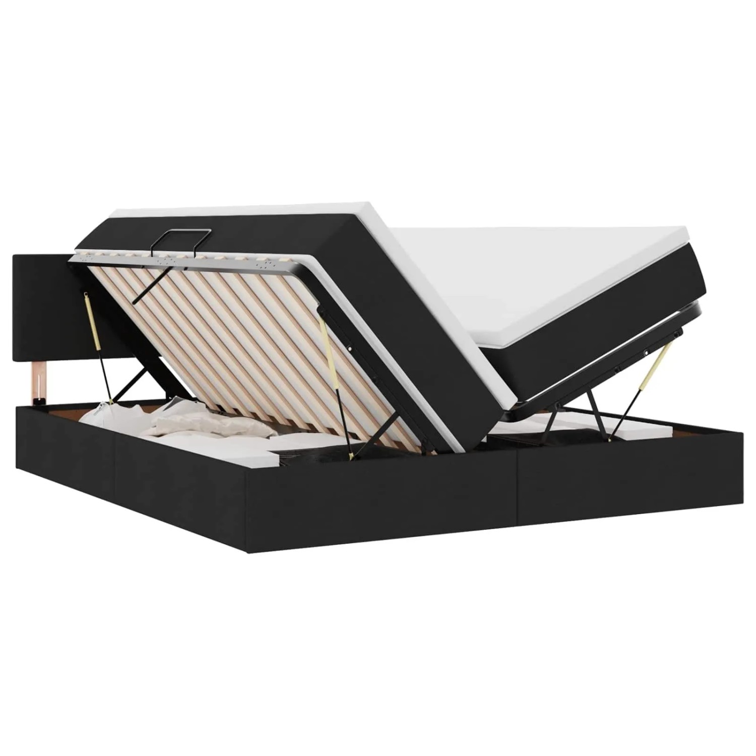 vidaXL Bett mit LED-Lichtleisten Schwarz 200 x 200 cm Stoff 3371557