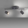 Anthrazitfarbiger 2-flammiger LED-Spot Tarik, dreh- und schwenkbar, für Deckenmontage.