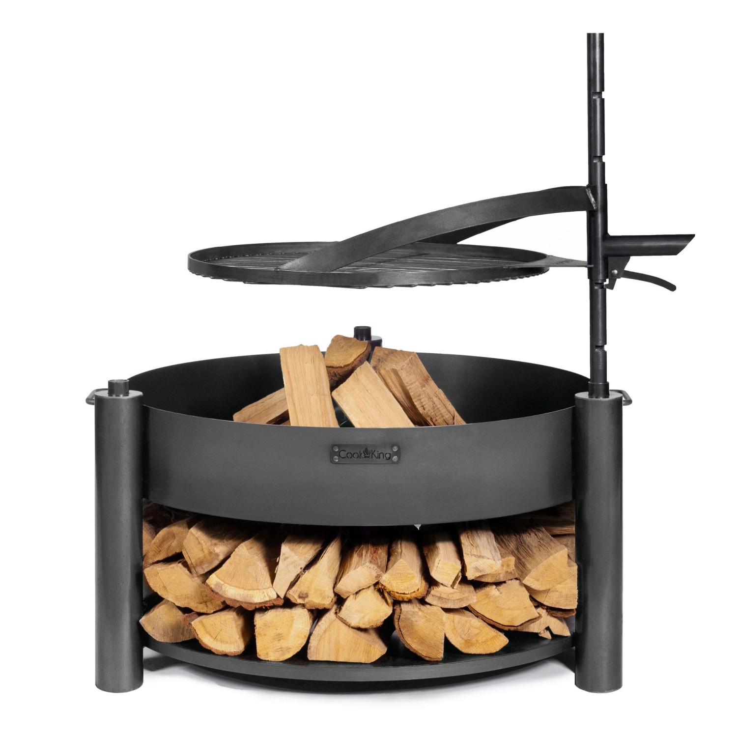 CookKing Feuerschale Stahl Montana X Inkl. Holzlager Ø 88 cm x 110 cm Schwarz