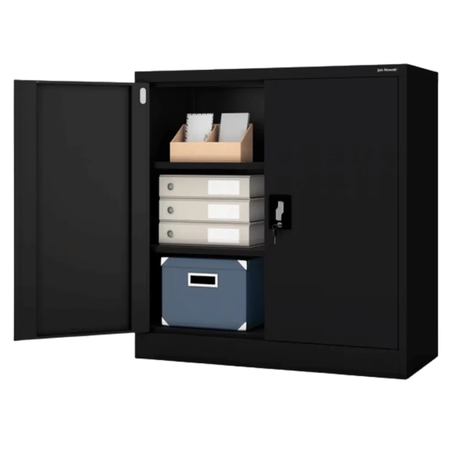JAN NOWAK Aktenschrank Abschließbar BEATA mit Flügeltüren 93 x 90 x 40 cm Schwarz
