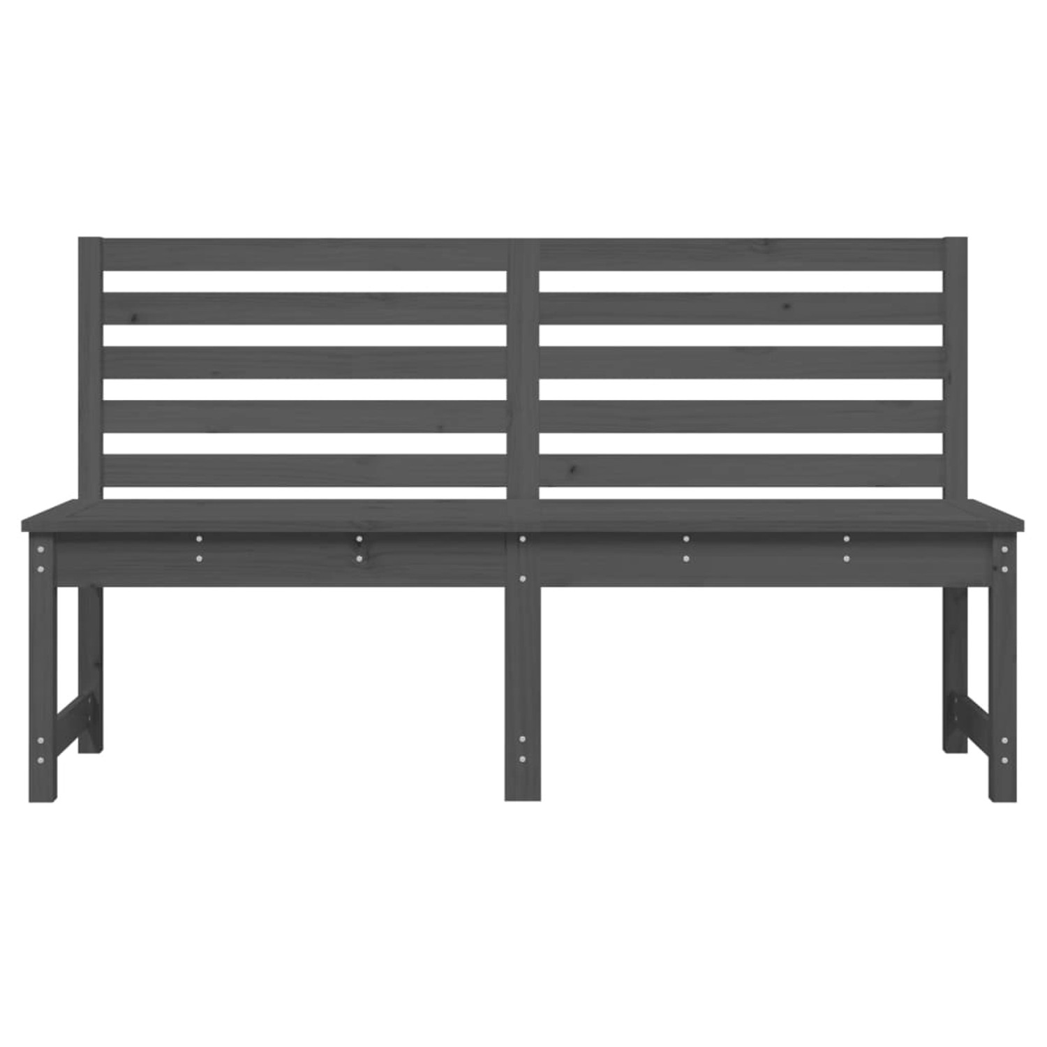 Graue VidaXL Gartenbank aus Kiefernholz, 157,5 cm breit, mit Lattenrost-Design.