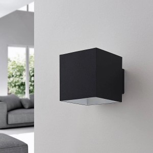 Moderne, schwarze Arcchio Wandleuchte Zuzana aus Metall, 1-flammig für Wohnzimmer.