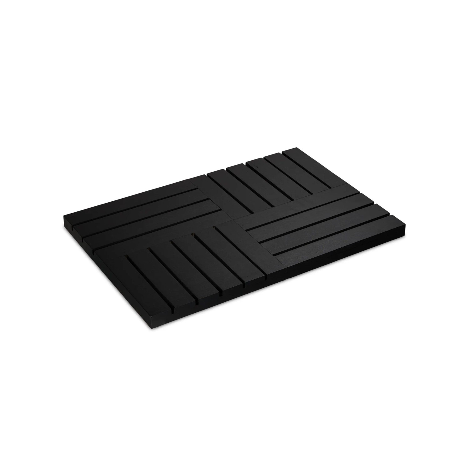 Relaxdays Badematte Bambus Schwarz Rutschfest 3,5 cm x 61 cm x 40 cm 2,8 kg
