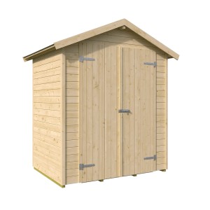 Weka Gerätehaus Mori mit Satteldach, Doppeltür und Boden, naturbelassen, 170x120 cm.