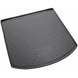 Schwarze Gummi Kofferraumwanne für VW Touran I (2003-2015) mit Rand, passgenaues Autozubehör.