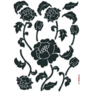 Deco-Sticker Tiffany 50x70 cm: Wandtattoo mit floralem Muster in Schwarz und Grau.