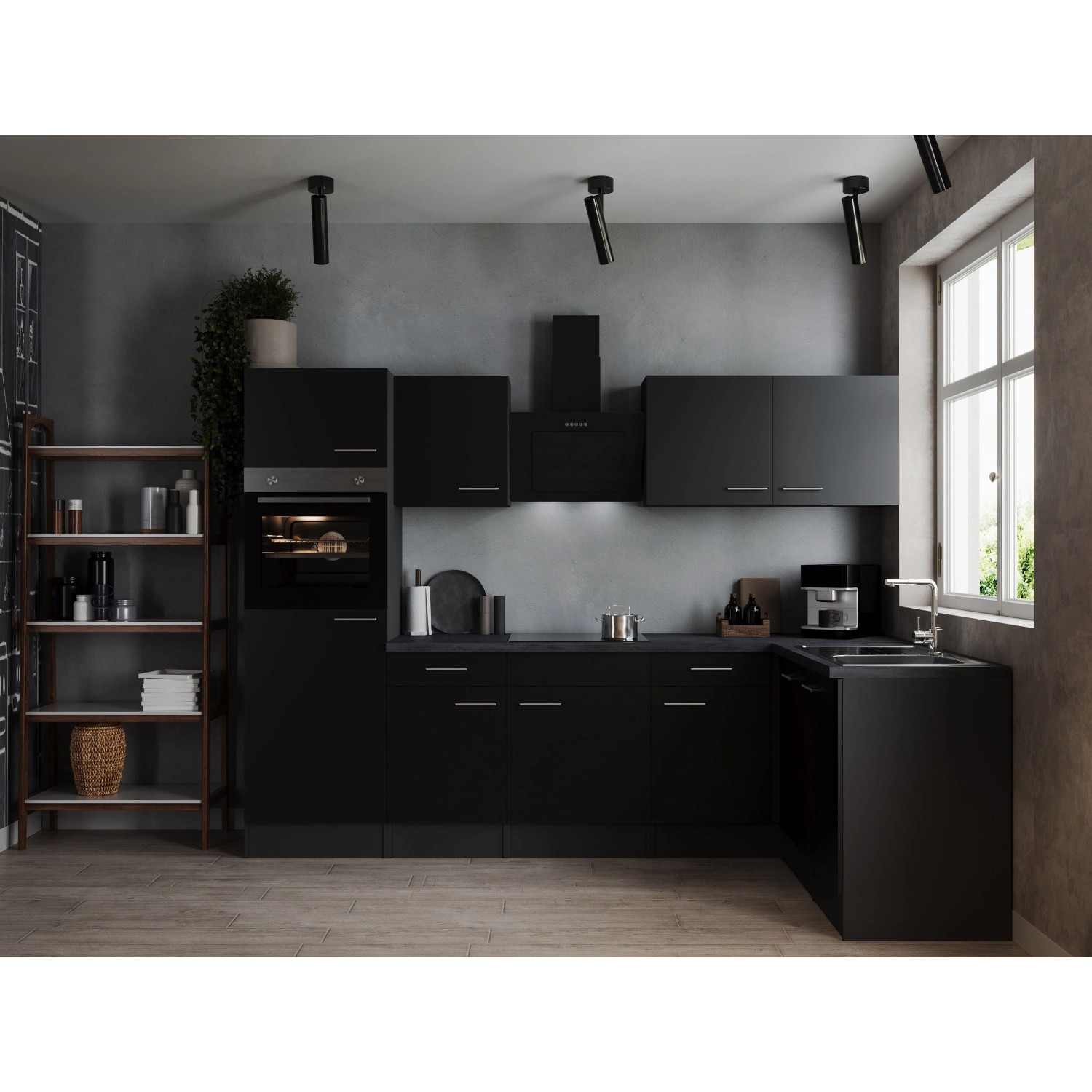 Thumbnail - Respekta Winkelküche Oliver 280 cm Schwarz