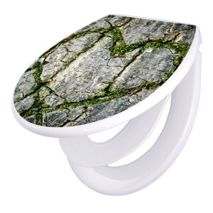 Banjado WC-Sitz Familie mit Herz aus Moos, Absenkautomatik, Kindersitz, Polypropylen.