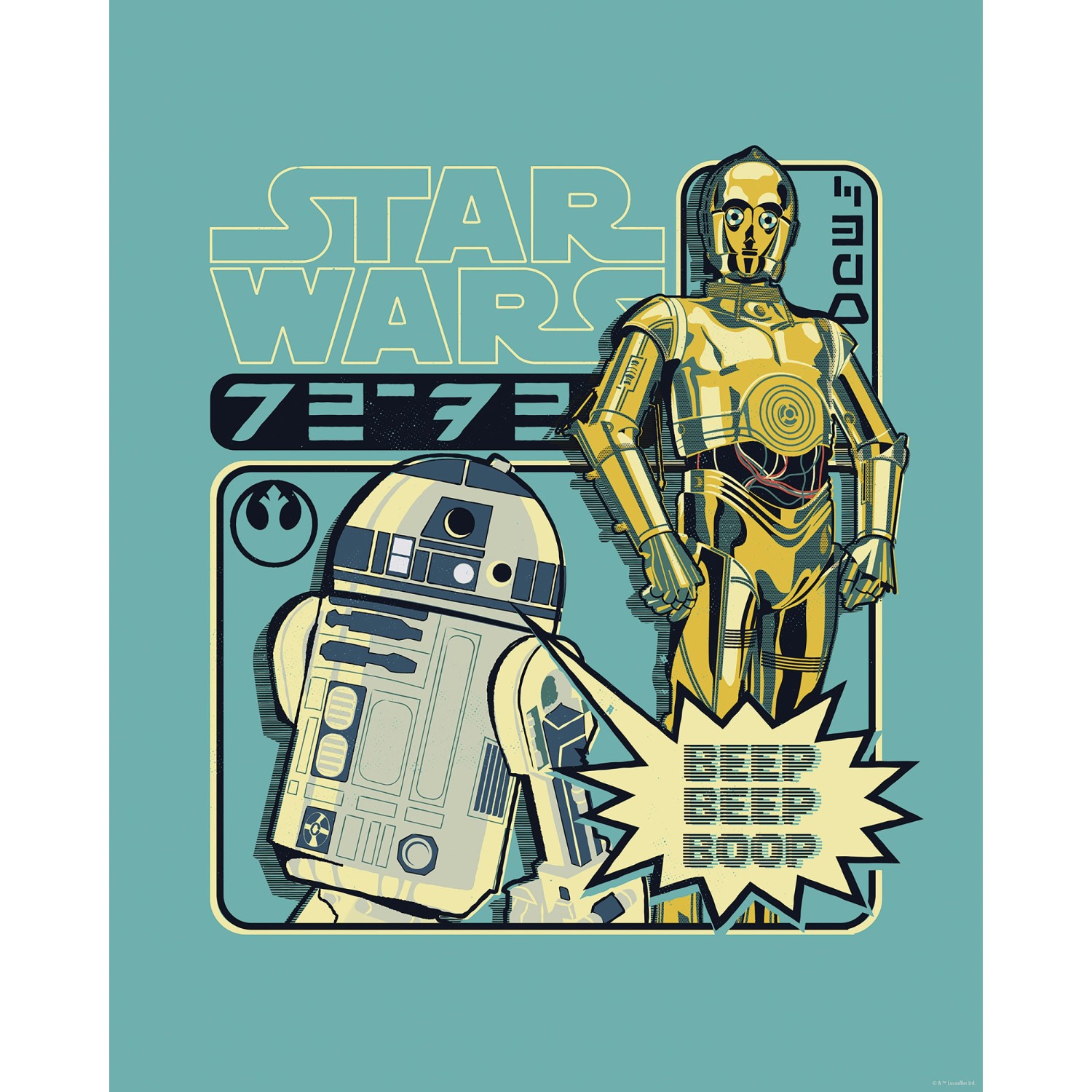 Komar Wandbild Star Wars Beep Boop 40 cm x 50 cm Blau günstig online kaufen