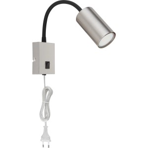 Wandlampe Robby, 1-flammig, Nickel matt, mit Flexarm und Schalter. Ideal als Leselampe.