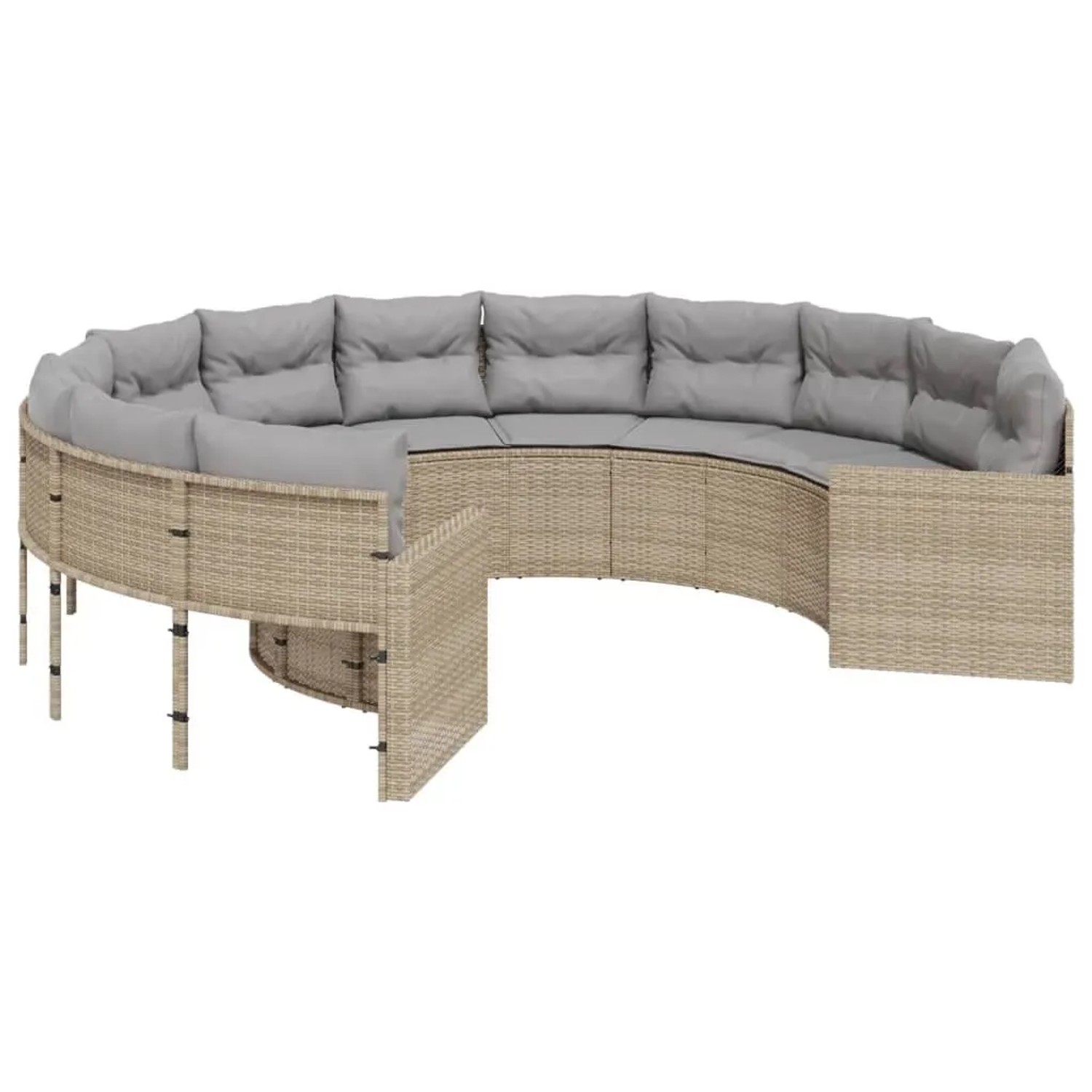 Thumbnail - vidaXL Gartensofa mit Kissen Rund Beige Poly-Rattan 3318533