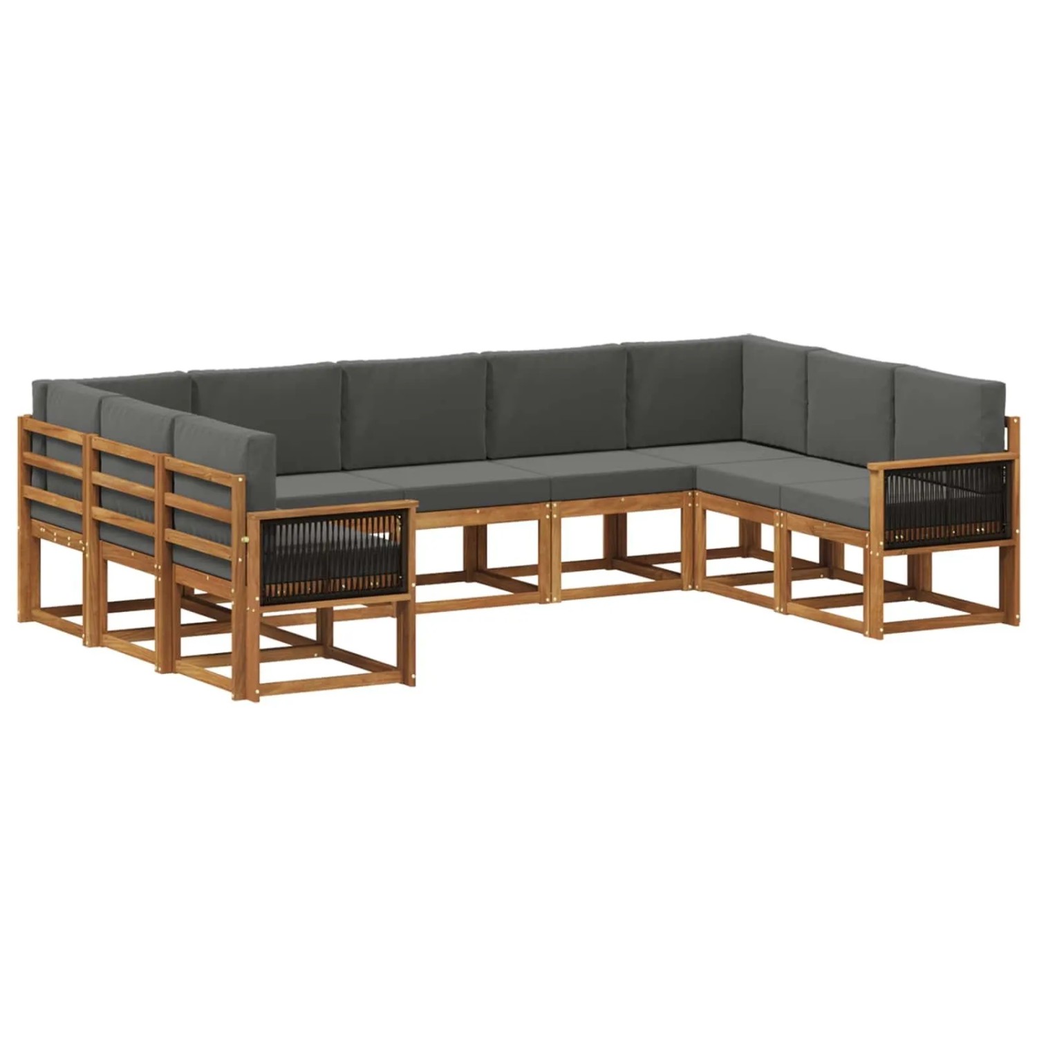 vidaXL Outdoor-Sofagarnitur mit Kissen 9 Stk Natur und Anthrazit 3385533