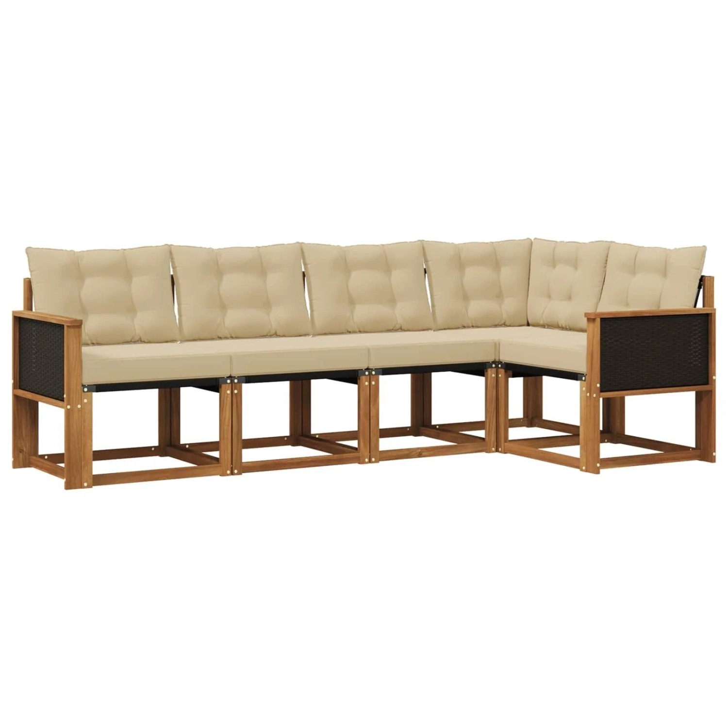 vidaXL Outdoor-Sofagarnitur mit Kissen 5 Stk Natur und Beige 3381945