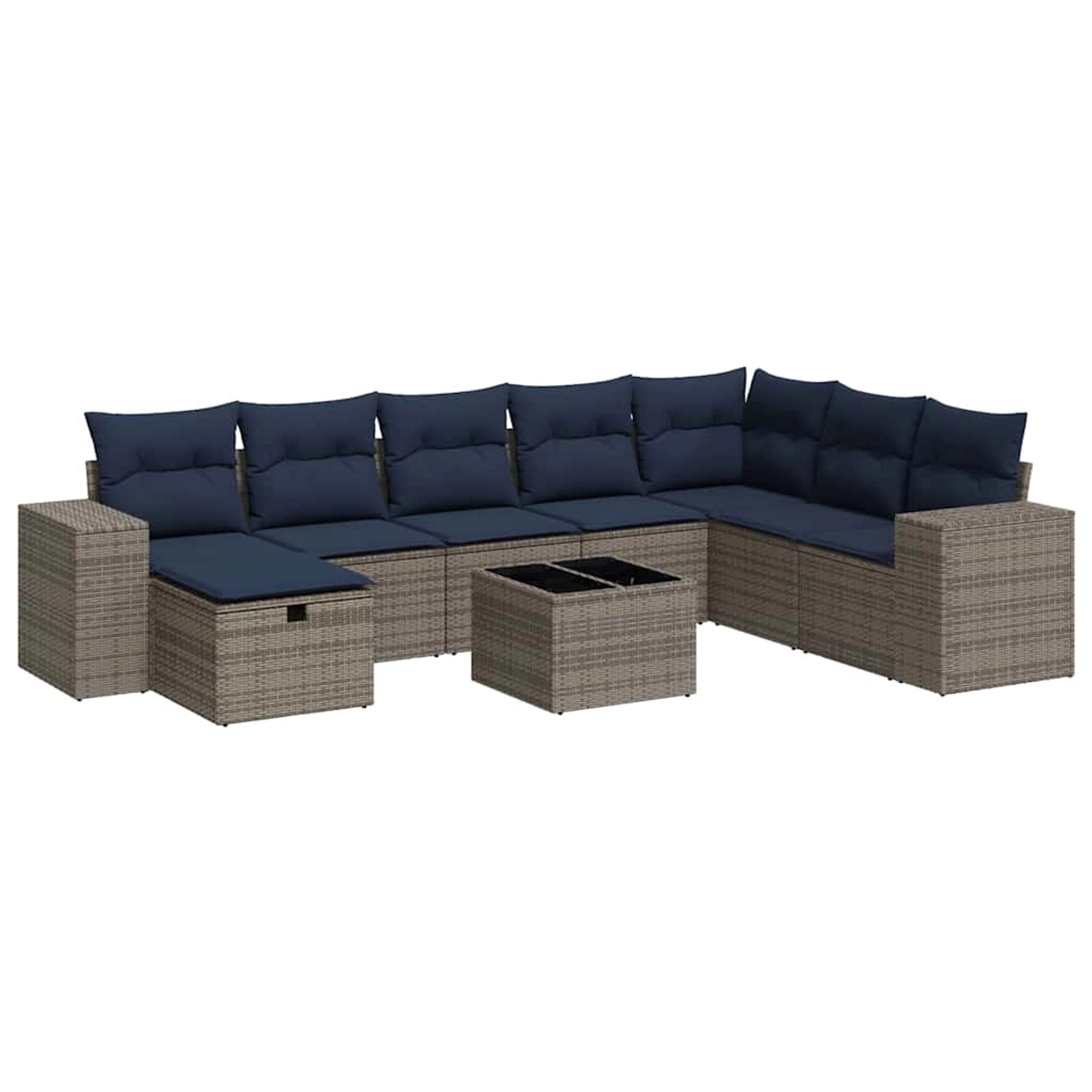 vidaXL 9-Tlg Garten-Sofagarnitur mit Kissen Grau Poly Rattan 3325747 günstig online kaufen