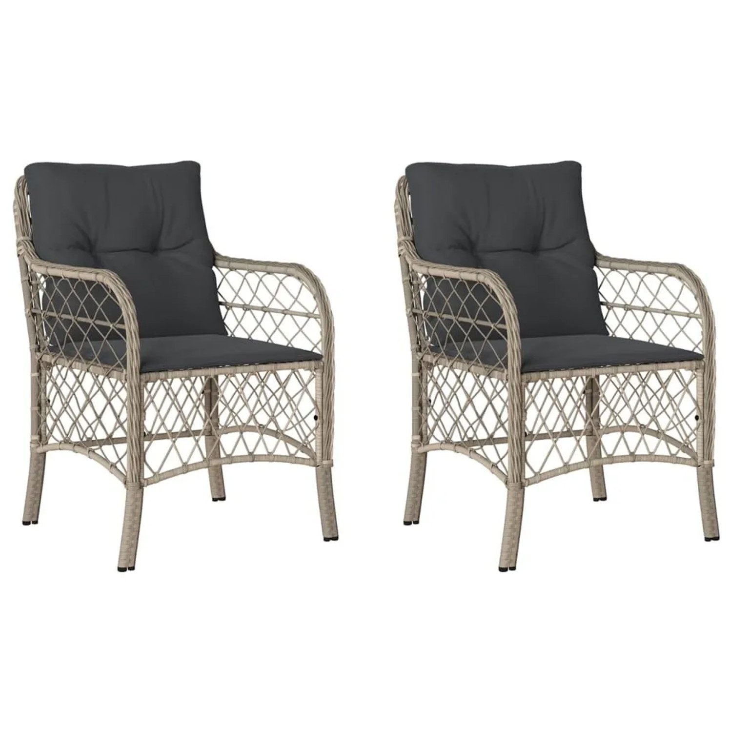 Furnicato Gartenstühle Mit Kissen 2 Stk Hellgrau Poly Rattan