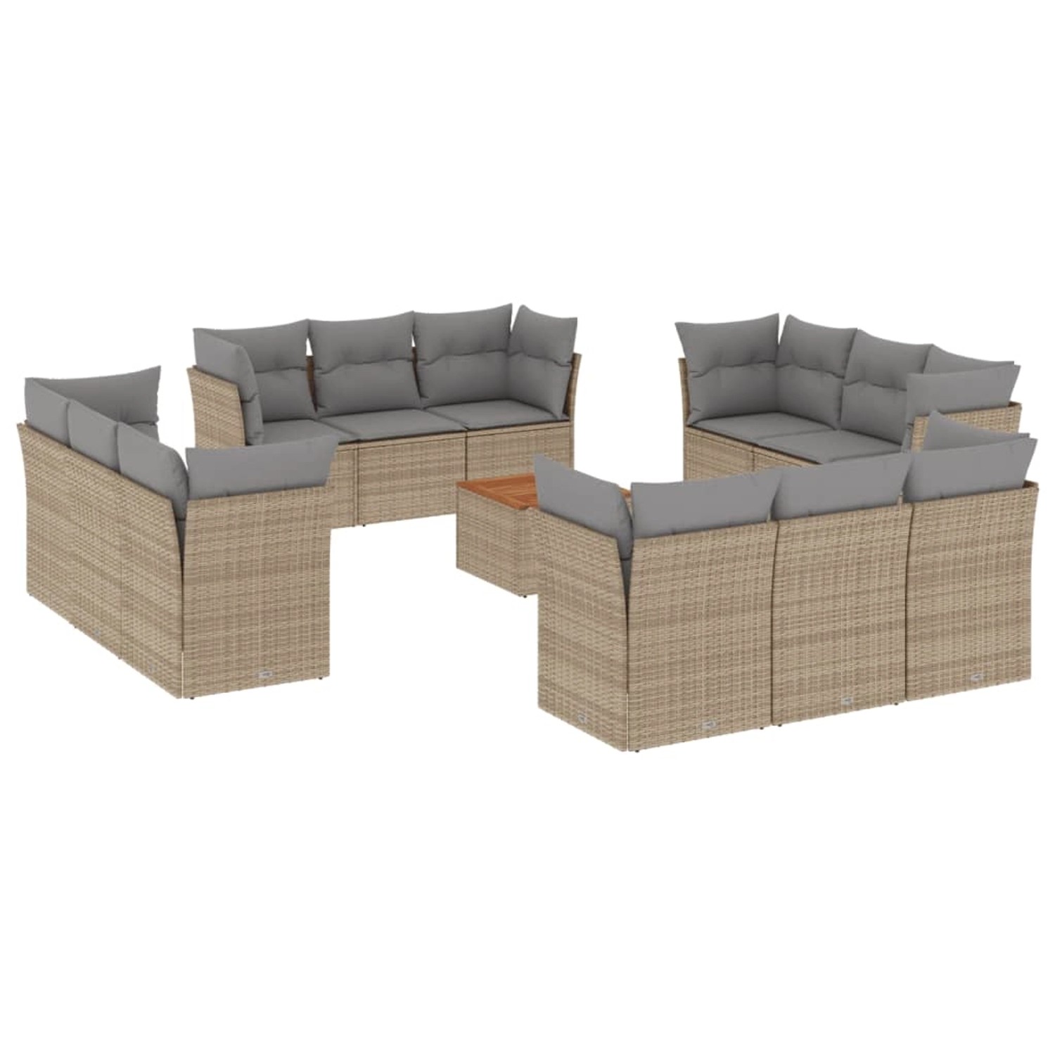 vidaXL 13-Tlg Garten-Sofagarnitur mit Kissen Beige Poly Rattan 3255870 günstig online kaufen