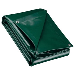 Wiltec Abdeckplane Wetterfest Dunkelgrün 4X6M Polyester Gartenplane 650G/M² Ösen