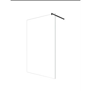 Glas Duschabtrennung Walk-In, 118x200cm, mit schwarzem Stabilisator.