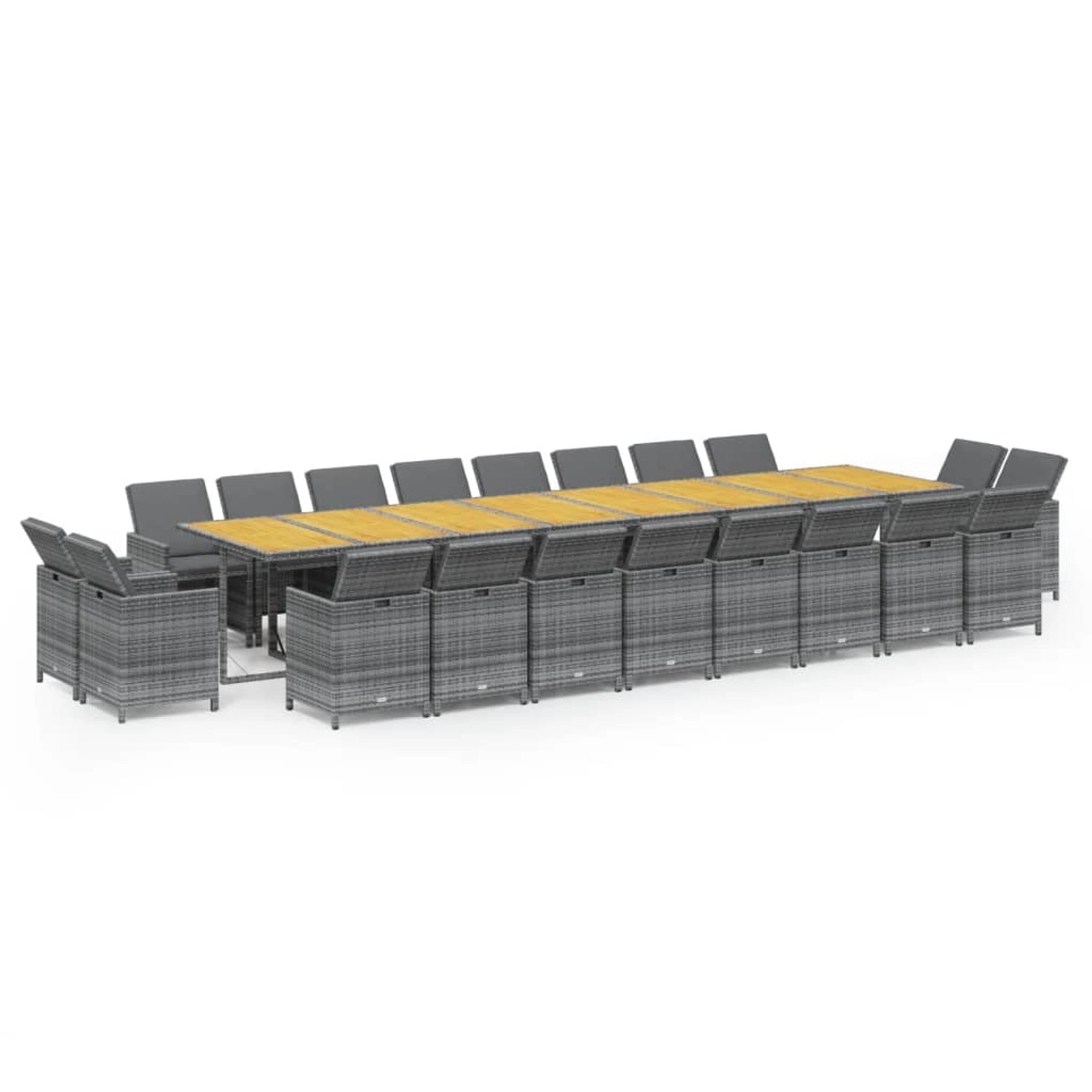 vidaXL 21-Tlg Garten-Essgruppe mit Kissen Grau Poly Rattan 3095687 günstig online kaufen