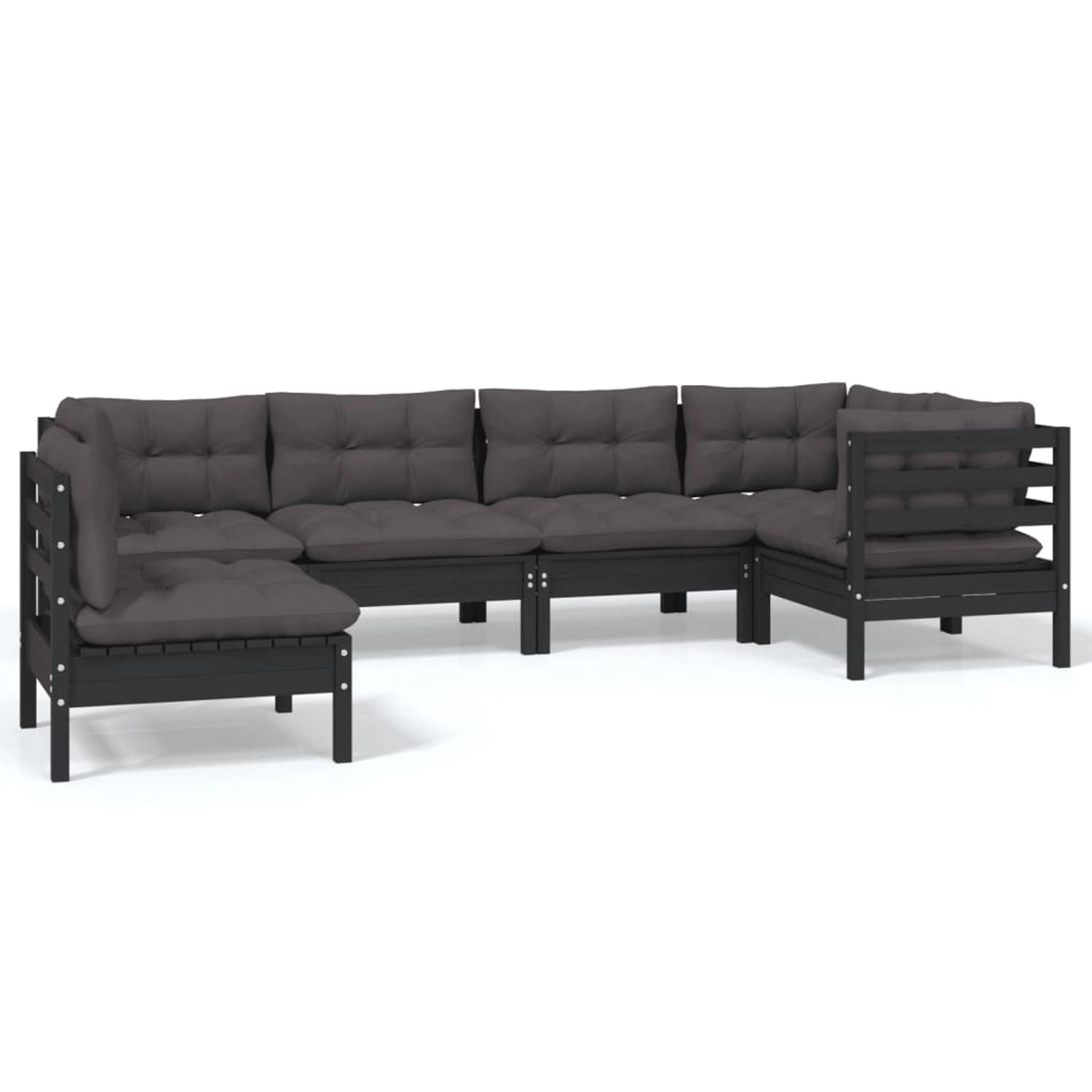 vidaXL 6-tlg Garten-Lounge-Set mit Kissen Schwarz Kiefernholz Modell 7 günstig online kaufen