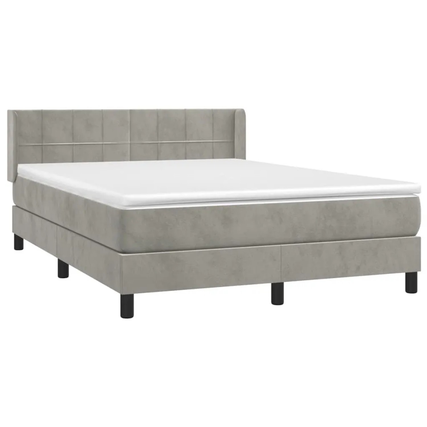 vidaXL Boxspringbett mit Matratze Hellgrau 140x190 cm Samt 3130955 günstig online kaufen