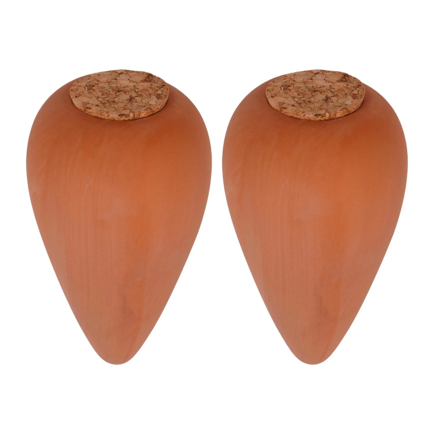 Relaxdays Bewässerungskegel Keramik Natur 2er Set mit Korkdeckel 16 cm x 8 cm 350 ml