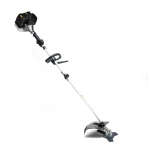 Wiltec 5-in-1 Benzin Multitool als Freischneider für Gartenarbeit, mit schwarzem Motor und silbernem Schaft.