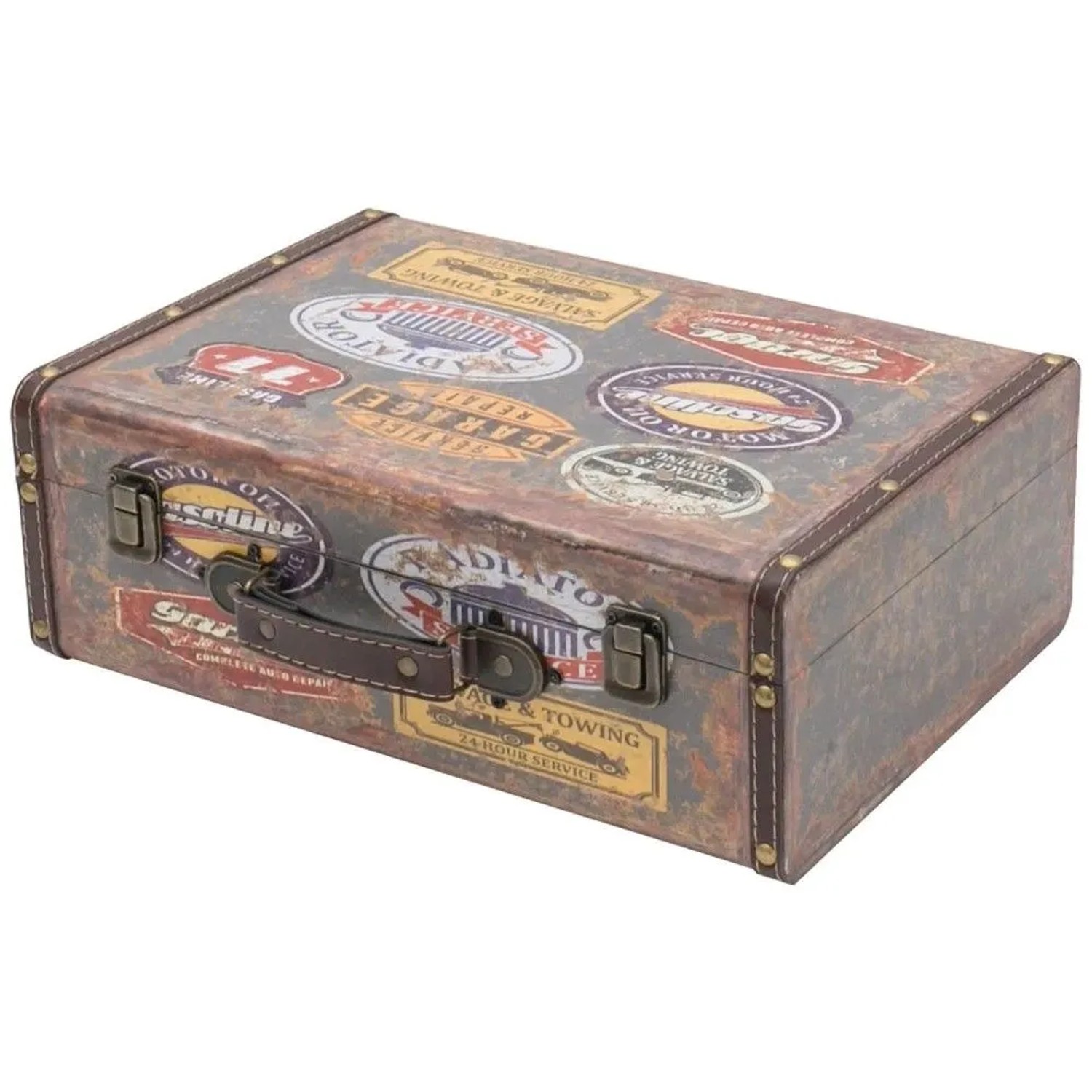 HMF VKO107 Vintage Vintage Koffer Truhe Holzkiste Holz 38 x 26 x 13 cm Deko Garage