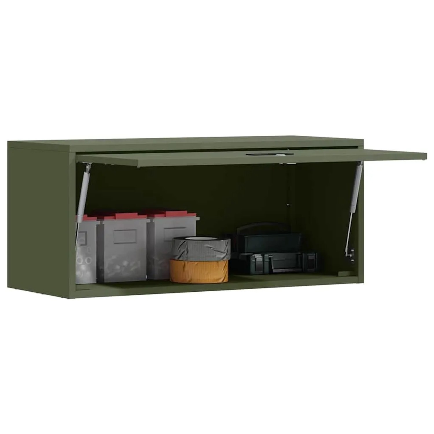 Olivgrüner Wandschrank für Garage, Tür mit Gasdruckfeder, vidaXL, 33x80x35 cm