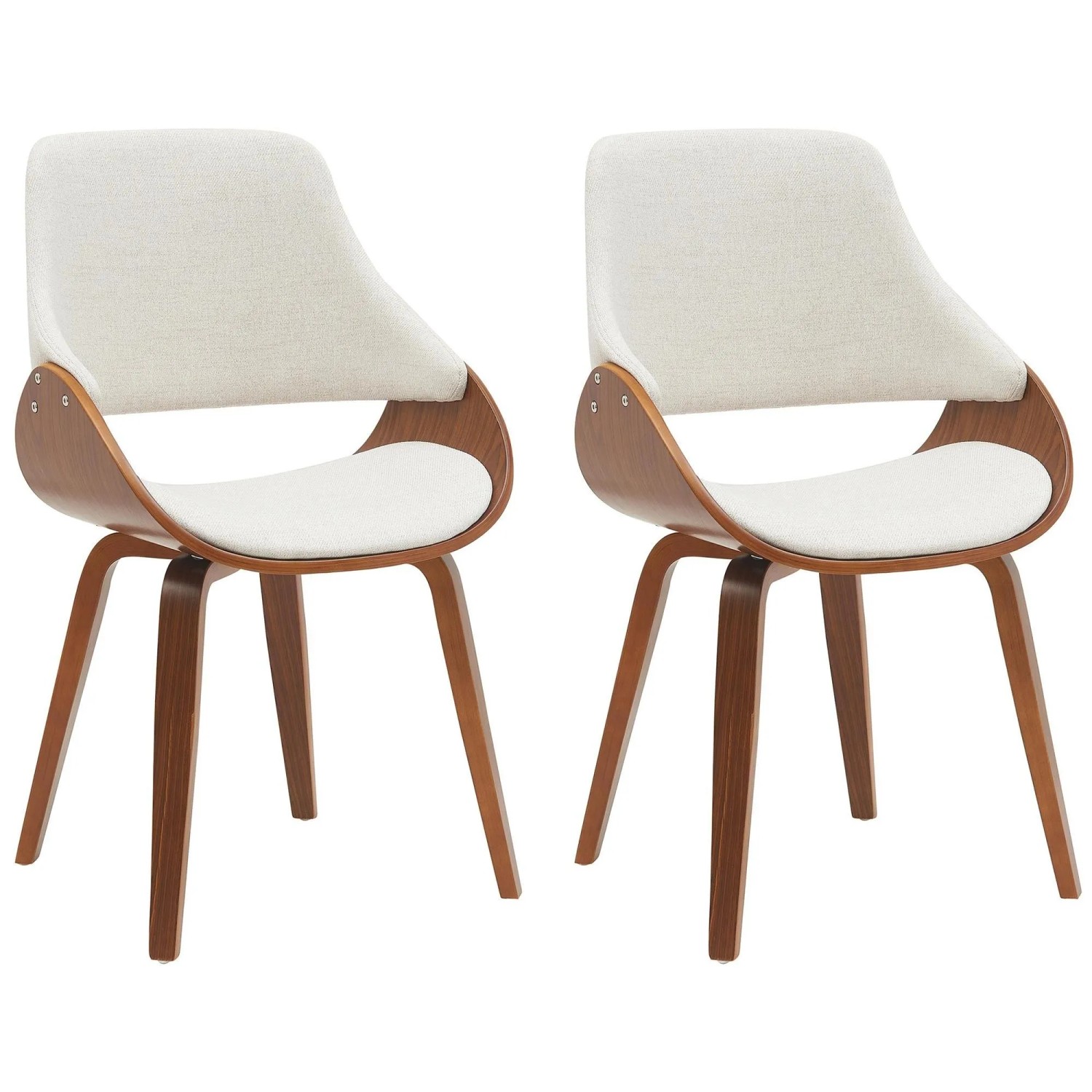 DELUKE 2er Set Esszimmerstuhl GILIS Stoff Walnuss/creme 52x54x86cm Essstühle Esszimmerstühle Küchenstühle Wohnzimmerstühle