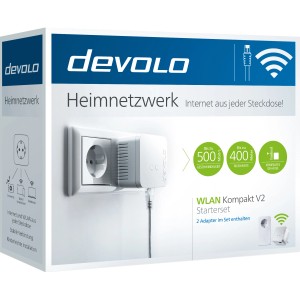 Schwaiger WLAN Kompakt V2 Starter-Set: Powerline Adapter mit WLAN Funktion für stabile Netzwerkverbindung.