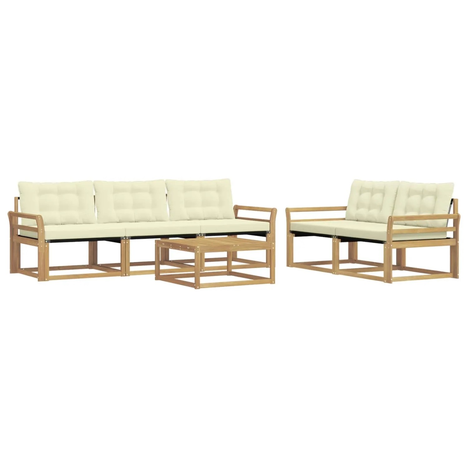 vidaXL Outdoor-Sofagarnitur 6 Stk Weiß und Creme 79 x 79 x 37 cm 3388420