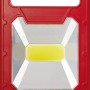 Faltbare LED-Arbeitsleuchte COB, 580 lm, rot-schwarz, mit Griff und ausklappbarem Standfuß.