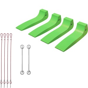 Wiltec Gleitkeile, 4er Set aus HDPE mit Kabelseilen und Verbindern für Autoanhänger, Abschleppwagen und Autotransporter.