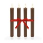 Relaxdays LED Stabkerzen 4er Set Echtwachs Coffee Warmweiß Flackernd mit Timerfunktion 25 cm x 2 cm